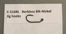 50 Jig Hooks C-516BL-8 Sizes available-Barbless Black-nickel Competition