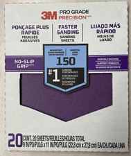 3M 20 Pack 9"x 11" - 150 Grit Pro Grade Precision Sand Paper Cubitron Technology