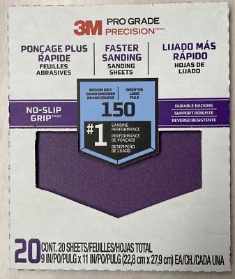 150 Grit Pro Grade Sandpaper Cubitron Bulk - 5PK (100 Sheets) 3M 20 Pk 9"x 11"
