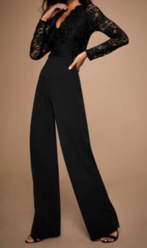 Plus Size Minnie Lace Top Jumpsuit - Black – Curvy Sense