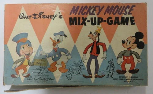 RARE Vtg 1940's 50's MICKEY MOUSE MIX-UP GAME Board Walt Disney Parker Brothers