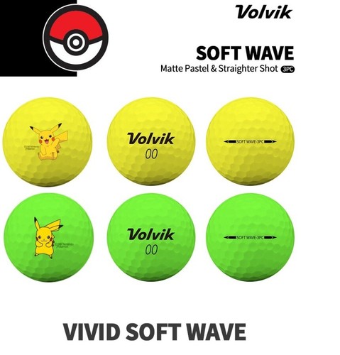 Volvik Pikachu Vivid Soft Wave Golf Ball 3 Pieces 2 Types x 3p + Ball Marker Set - Picture 13 of 14