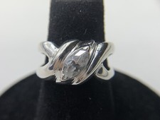 Sterling Silver  Clear Stone Ring Size 5