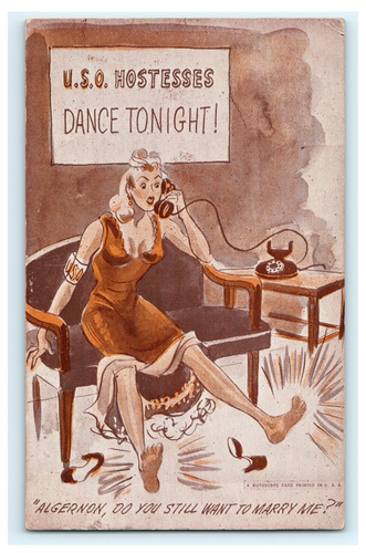 WW2 U.S.O Pin Up Risque Woman United States Military Mutoscope Postcard ...