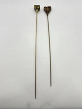 Vintage Pair Of Brass Art Nouveau Hat Pins