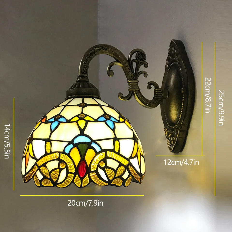 Baroque Lamp Indoor Wall Light FixtureTiffany Hallway Stained Glass Wall Sconce - Image 3 of 4