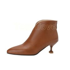 4 Colors New Kitten Heel Zipper Up Womens Pointy Toe OL Office Grace Ankle Boots