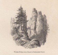 Sassone Svizzera Rathewalder base incisione su legno originale Batty 1829