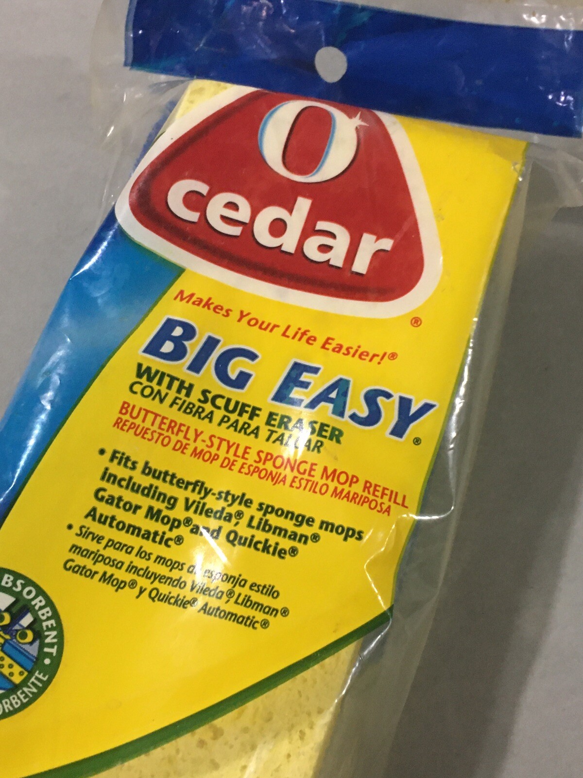O'CEDAR Big Easy with scuff eraser Butterfly Sponge Mop Snapon Refill