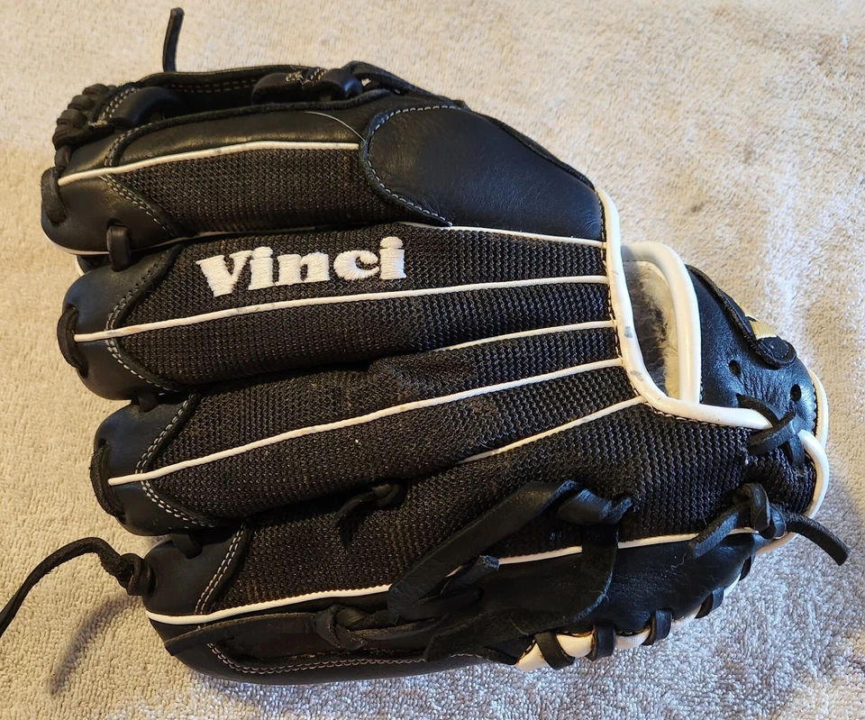"Guante Guante de béisbol Vinci Pro 11,5"" blanco y negro derecho lanzador infielder". Foto 3 de 3