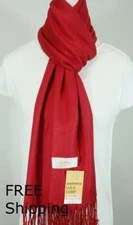 Pashmina Scarf Shawl Wrap,Silk.Cashmere Solid RED.030