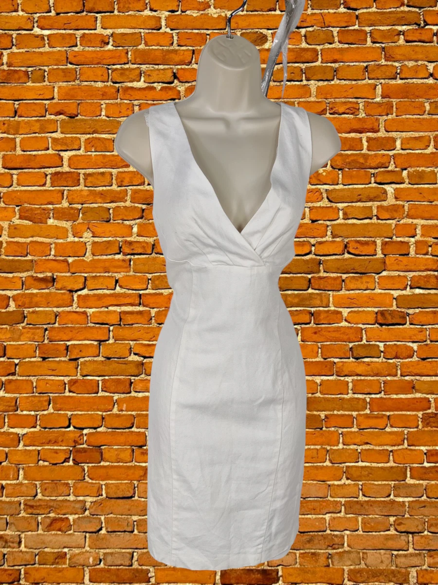 M&s white linen best sale dress