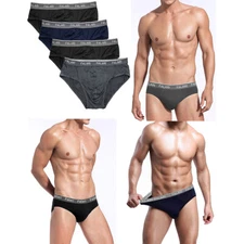 Falari Men's 4-Pack Bamboo Rayon Cotton Briefs Underwear Ultra Soft