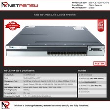 Cisco WS-C3750X-12S-S Catalyst 3750X 12-Port GbE SFP IPBase Managed Switch
