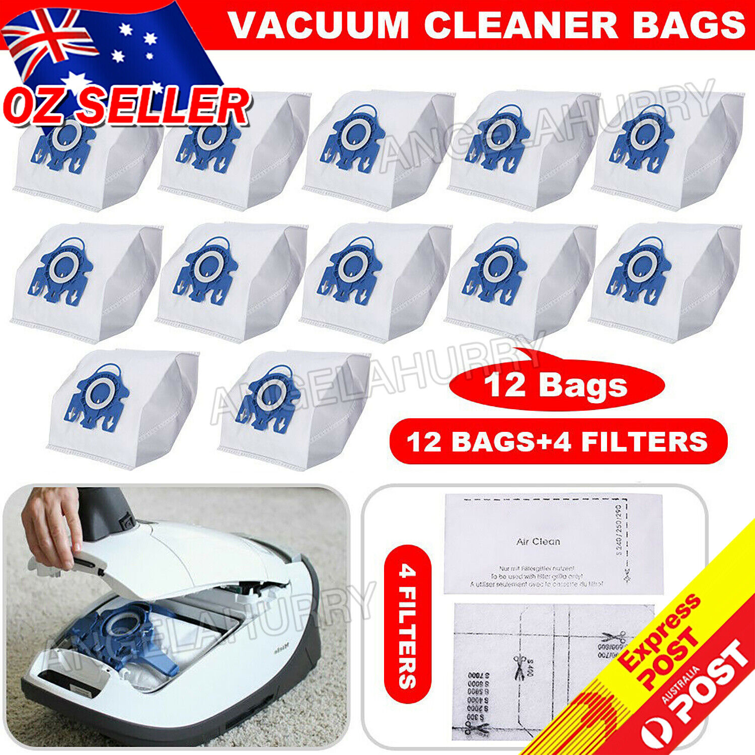 12x Vacuum Cleaner Bags For Miele 3D GN COMPLETE C2 C3 S2 S5 S8 S5211 Models NEW