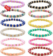 12Pcs Friendship Bracelets Beaded Bracelets Heishi Bracelet Cute Bracelets Stack