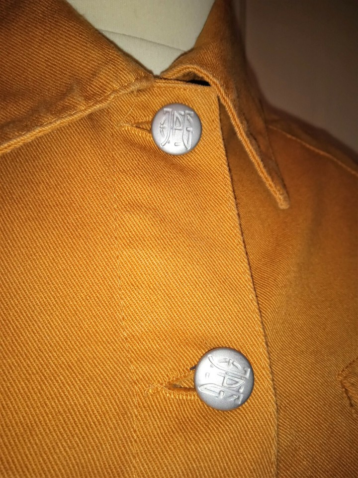 GAULTIER JEAN PAUL DENIM JACKET OCHRE BUTTONS ACRONYMS SIZE 38 eBay