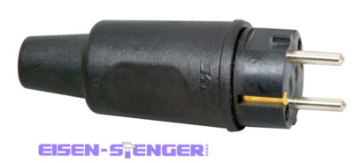 Kopp 179516047 Schutzkontakt-Stecker mit Knickschutztülle IP44, Schwarz 