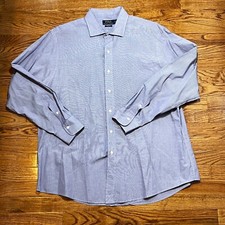 Ralph Lauren Shirt Mens 17.5 34/35 Blue Casual Custom Fit Button Front Preppy