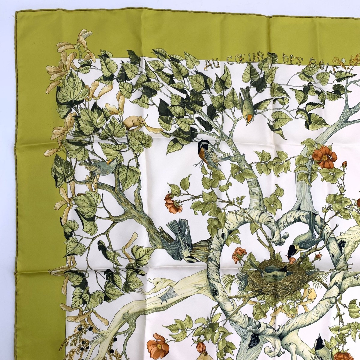Hermes Silk Scarf Carre 90 AU COEUR DES BOIS In the Forest Hermes Silk Scarf Carre 90 AU COEUR DES BOIS In the Forest