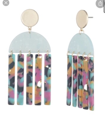 NWOT Trina Turk Meet Me in Malibu  Goldtone Fringe Drop Earrings  X860-1
