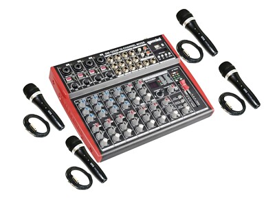 Gemini GM-12DSP Compact 12 Channel Mixer w/ Bluetooth, USB + 4x EMB EMIC700 Mic