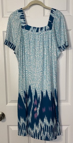 Badgley Mischka American Glamour Women’s Dress XL Blue Animal Print Knit NWT - Picture 2 of 11