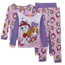 Paw Patrol Toddler Girls 4 Piece Puppy Dog Pajamas Teamwork Sleep Set 2T
