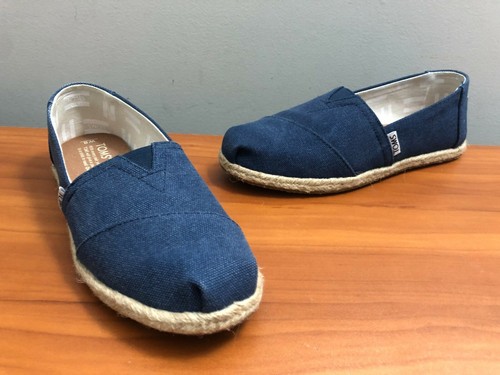 NEW WOMENS TOM'S SHOES LADIES SIZE 6 ALPARGATA WRAP BLUE BEIGE - 第 1/7 張圖片