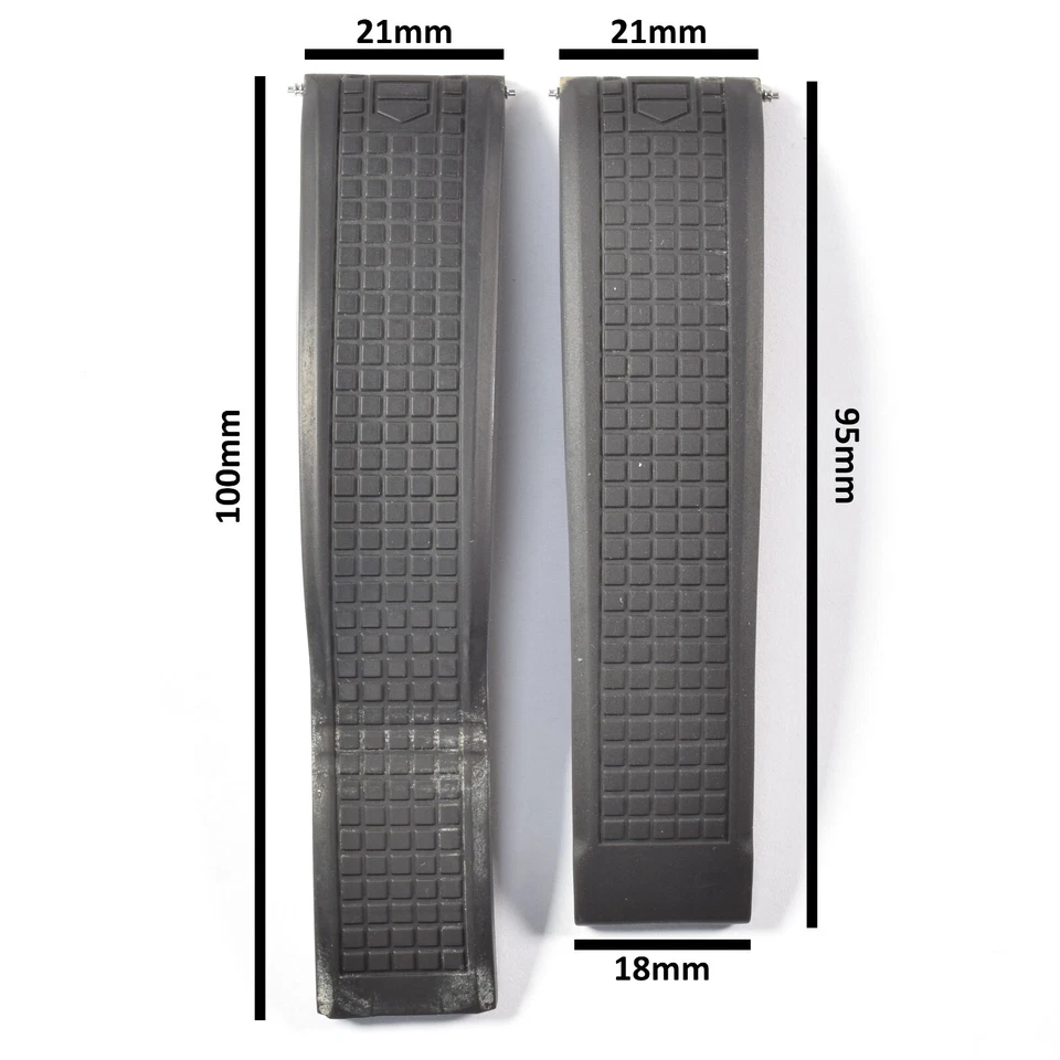 Correa de reloj Tag Heuer Aquaracer FT6015 de goma negra de 21 mm a 18 mm para modelos WAJ Foto 3 de 4