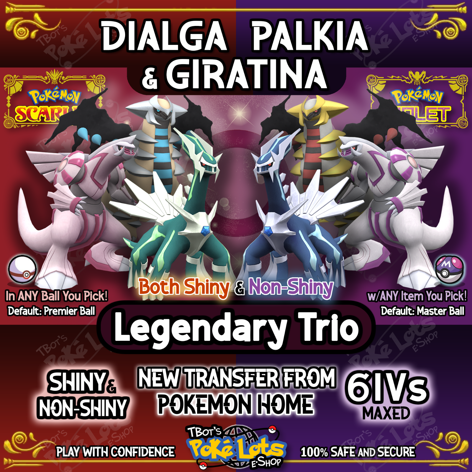 Shiny Dialga/palkia/giratina Pack Bundle 6IV Pokemon 