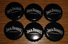 6 Jack Daniels- Bottle Cap Crown -  Black and Silver