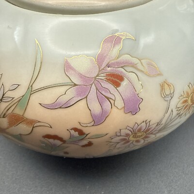 Vintage Japan Floral Colorful Mini Teapot Birds Gold Color Lining