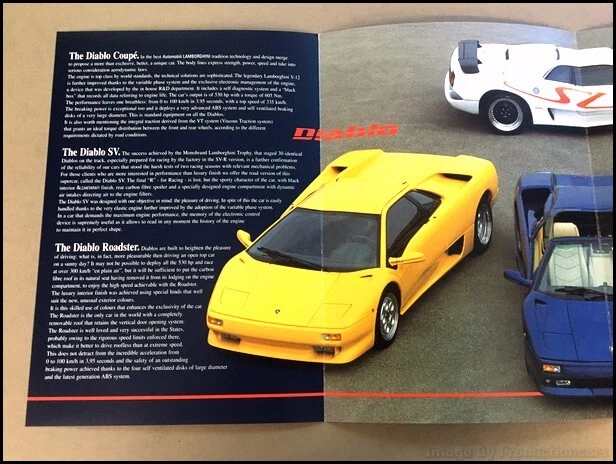 1996 1997 Lamborghini Diablo VT SV Roadster Original Car Sales Brochure Catalog - Image 4 of 4