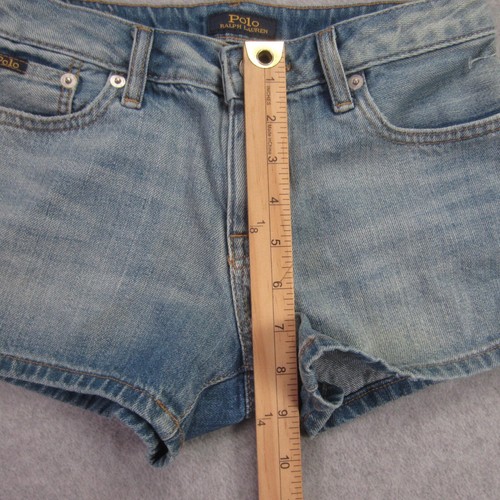 Polo Ralph Lauren Shorts Girls Youth L 12-14 Blue Denim Cotton Distressed Logo - Picture 7 of 15