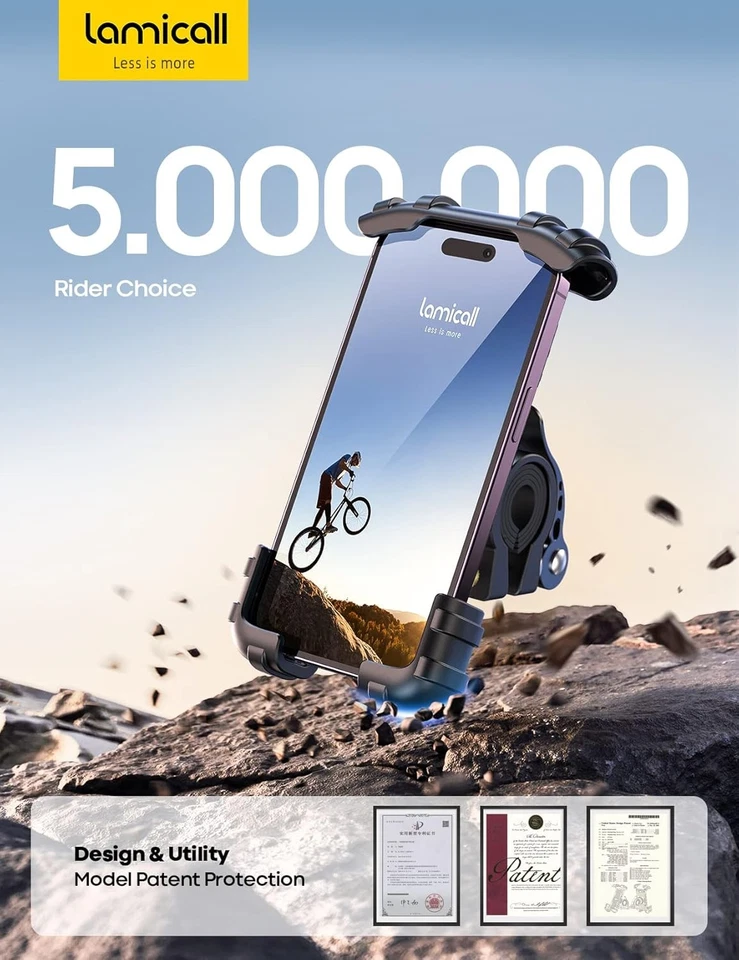 Lamicall Bike Phone Holder Motorcycle Handlebar Mount for iPhone Samsung - Image 4 of 4