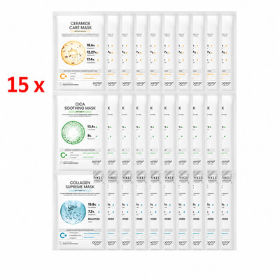 NEW - 15 x OOTD Hydrating Soothing Essence Sheet Vegan Face Masks - Set of 450