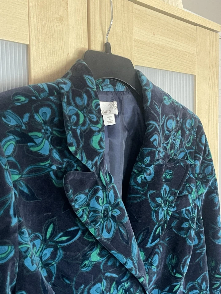 Abrigo Chaqueta Blazer Caslon Mujer XL Vintage Terciopelo Capricho Y2K Informal Foto 2 de 4