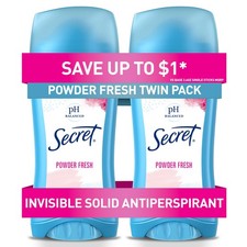 Secret Deodorant Invisible Solid Powder Fresh Twin Pack 5.2 oz Antiperspirant
