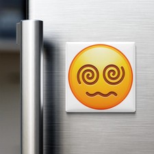 Face With Spiral Eyes Emoji Fridge Magnet 2x2 Made in USA