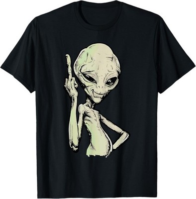 Alien Middle Finger Adult Humor Funny Novelty Gifts T-Shirt