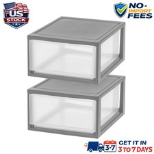 30 Qt Large Plastic Drawers, Under Bed Storage Bins, Stackable, Modular, 2P