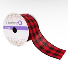 4 Rolls Celebrate It Buffalo Check Plaid Wired Ribbon 1.5 x 30 NEW Wrapping