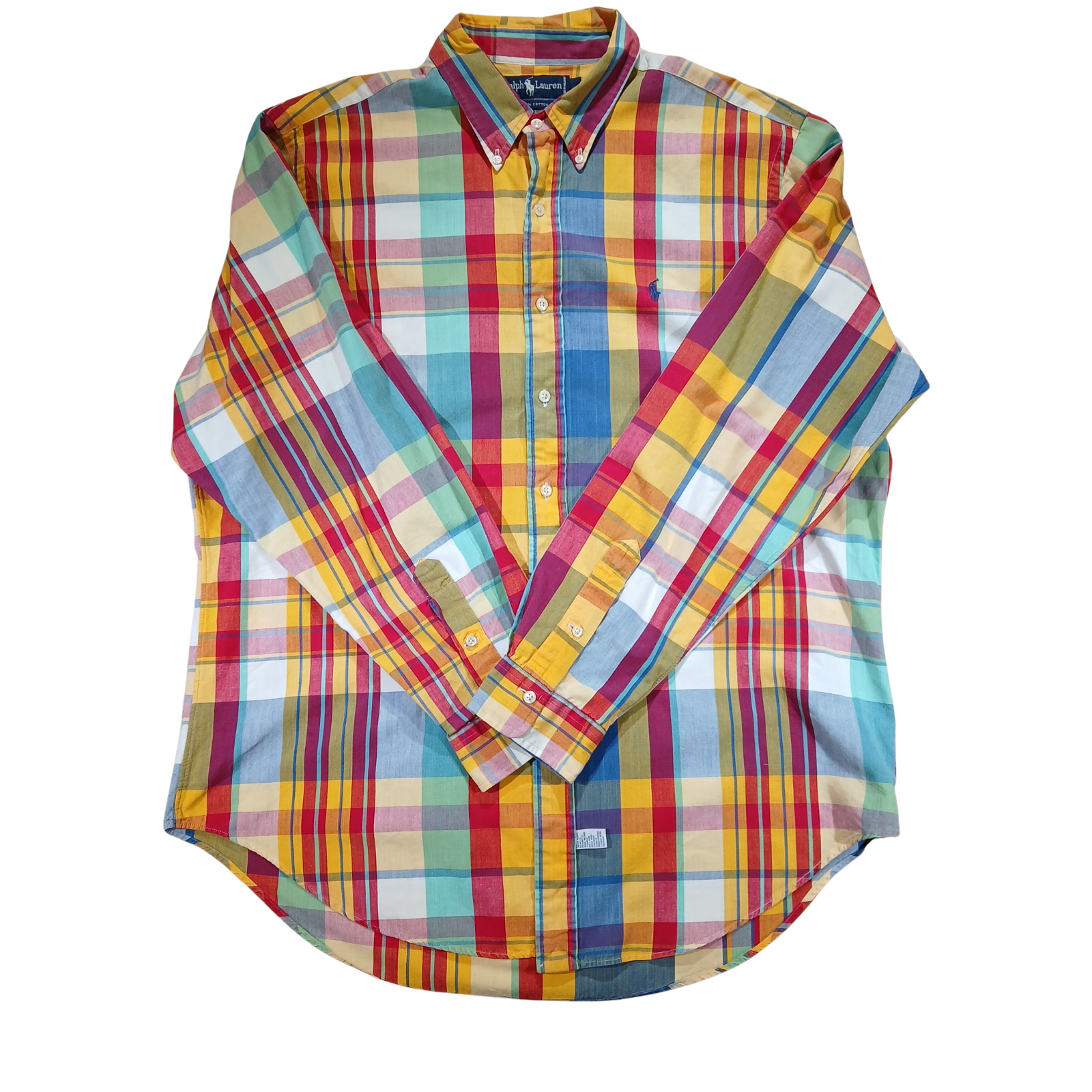 Ralph Lauren Classic Fit Plaid Button Down Shirt Mens XL 100% Cotton Multicolor