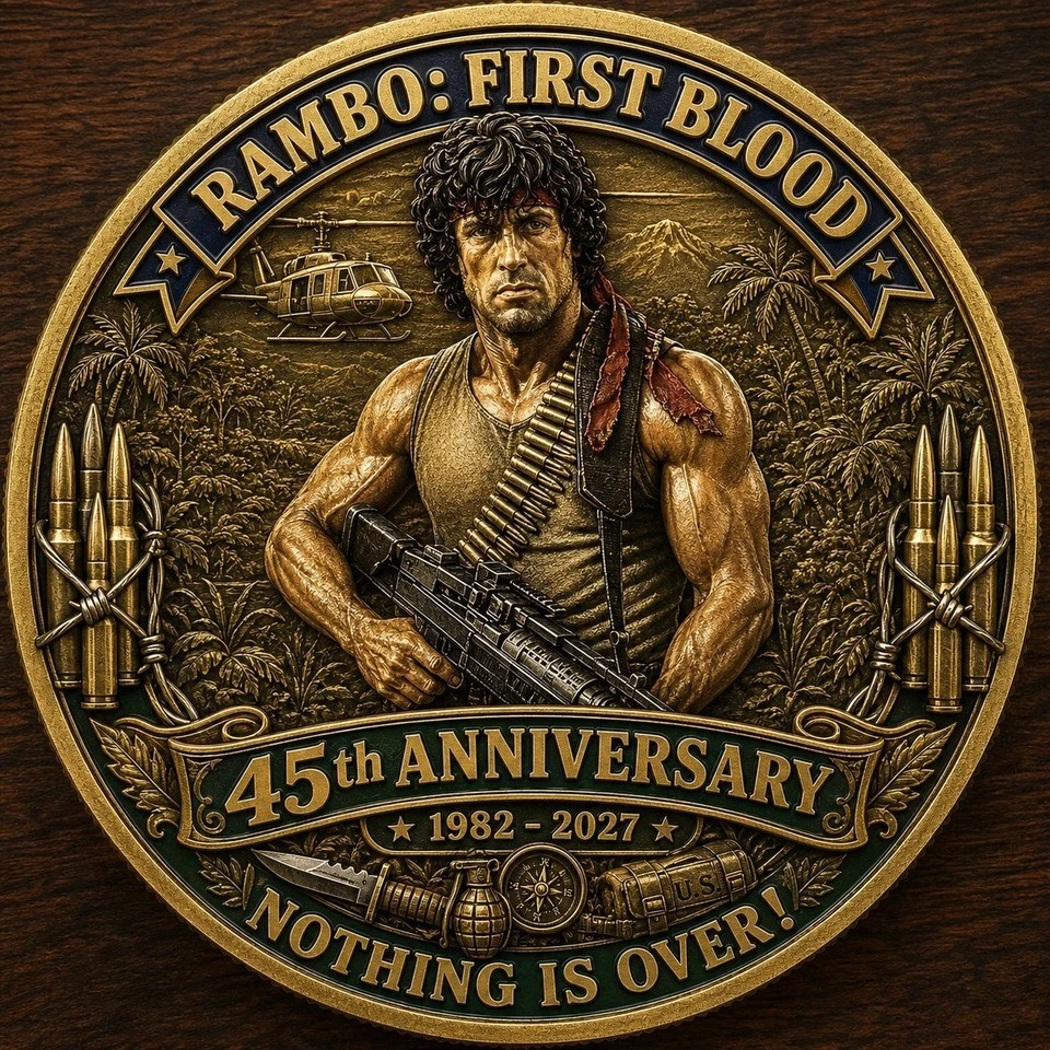 New Rambo First Blood 45th Anniversary 1982-2027 gold Commemorative  Coin