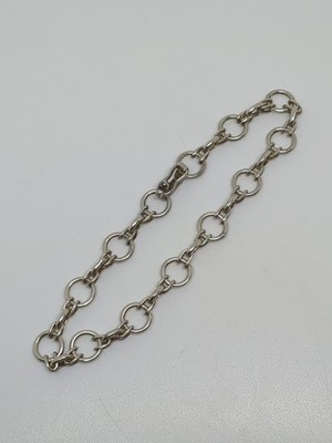 Sterling Silver 950 Signed La Mima Circle Chain Link Bracelet 7.75''