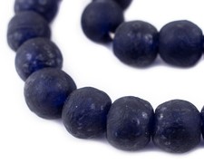 Jumbo Cobalt Blue Recycled Glass Beads 23mm Ghana African Sea Glass Round