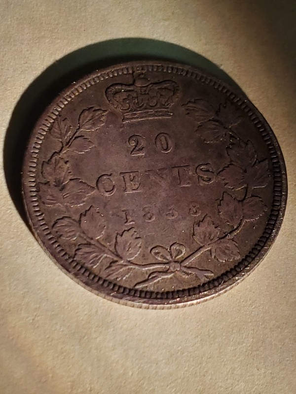 1858 Canada Twenty Cents 20C Silver Coin