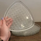 Vintage Set of 4 Anchor Hocking Daisy & Button Clear Glass Triangle Lunch Plates