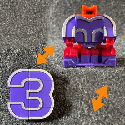 Alpha Bots Number 3 Transforming Robot Toy Purple Orange Silver Numeric